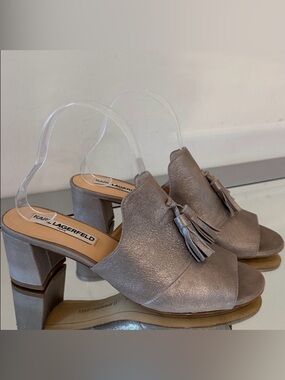 KARL LAGERFELD Hettie Mules Silver Tassels Women’s size 8